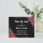 ブルゴーニュ水色フローラ結婚式の日付を保存 (スタンド正面)