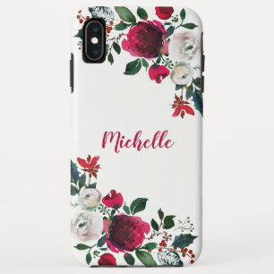 ブルゴーニュ水色牡丹バラフローラ名 iPhone XS MAXケース