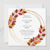 ブルゴーニュ水離れ色金ゴールド結婚ズ 招待状 (正面)