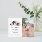 ブルゴーニュ海軍と赤面ピンクの結婚式の日付を保存 ポストカード (スタンド正面)