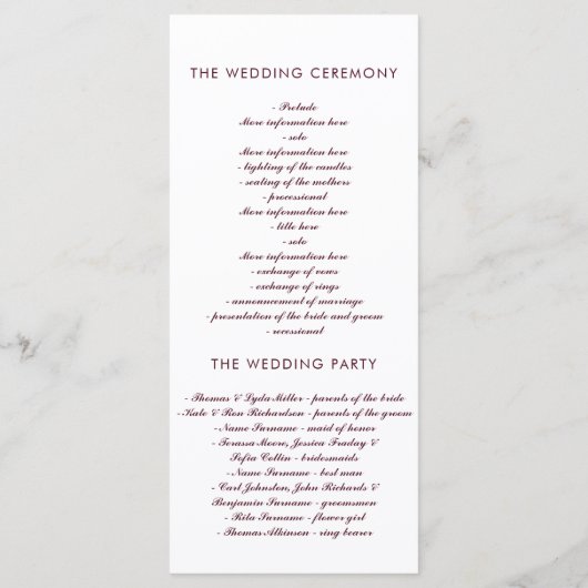 ブルゴーニュ海軍と金ゴールドフローラ結婚式 プログラム (裏面)