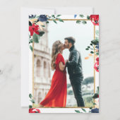 ブルゴーニュ海軍のフローラ金ゴールドスクリプト結婚の写真 招待状 (裏面)