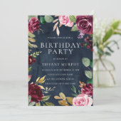 ブルゴーニュ海軍の水色フローラオールイヤー誕生日 招待状 (スタンド正面)