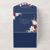 ブルゴーニュ海軍のqrコード結婚ズ オールインワン招待状 (外側)