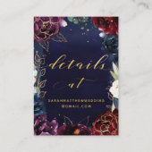 ブルゴーニュ海軍ウェディングRSVP & 詳細オンラインカード 名刺 (裏面)