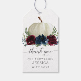ブルゴーニュ海軍カボチャフローラブライダルシャワーの恩恵 ギフトタグ