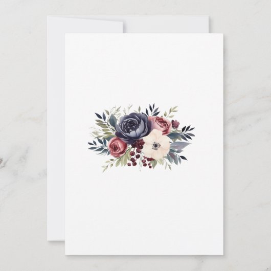 ブルゴーニュ海軍クリームフローラウォーター結婚カラー 招待状 (裏面)