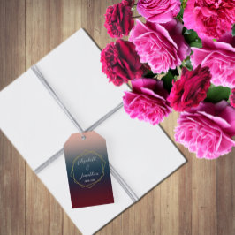 ブルゴーニュ海軍グラデーション赤面幾何結婚の ギフトタグ