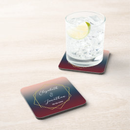 ブルゴーニュ海軍グラデーション赤面幾何結婚の コースター