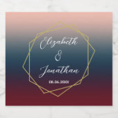 ブルゴーニュ海軍グラデーション赤面幾何結婚の スパークリングワインラベル (シングルラベル)