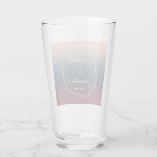 ブルゴーニュ海軍グラデーション赤面幾何結婚の タンブラーグラス (裏面)