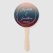 ブルゴーニュ海軍グラデーション赤面幾何結婚の ハンドファン (裏面)