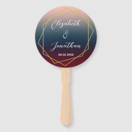 ブルゴーニュ海軍グラデーション赤面幾何結婚の ハンドファン