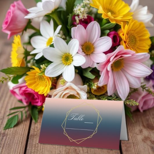 ブルゴーニュ海軍グラデーション赤面幾何結婚の プレイスカード