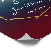 ブルゴーニュ海軍グラデーション赤面幾何結婚の ポスター (角)