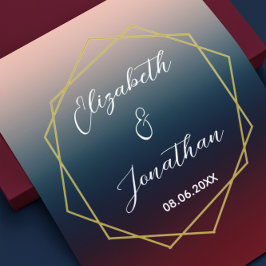 ブルゴーニュ海軍グラデーション赤面幾何結婚の ポスター