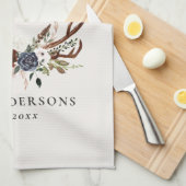 ブルゴーニュ海軍スターター水色フローラエレガント浴  キッチンタオル (四つ折り)