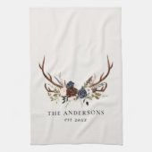 ブルゴーニュ海軍スターター水色フローラエレガント浴  キッチンタオル (縦)