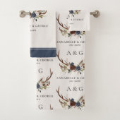 ブルゴーニュ海軍スターター水色フローラエレガント浴  バスタオルセット (インサイチュ)