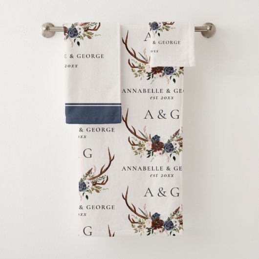 ブルゴーニュ海軍スターター水色フローラエレガント浴  バスタオルセット (インサイチュ)