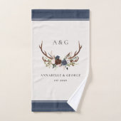 ブルゴーニュ海軍スターター水色フローラエレガント浴  バスタオルセット (ハンドタオル)