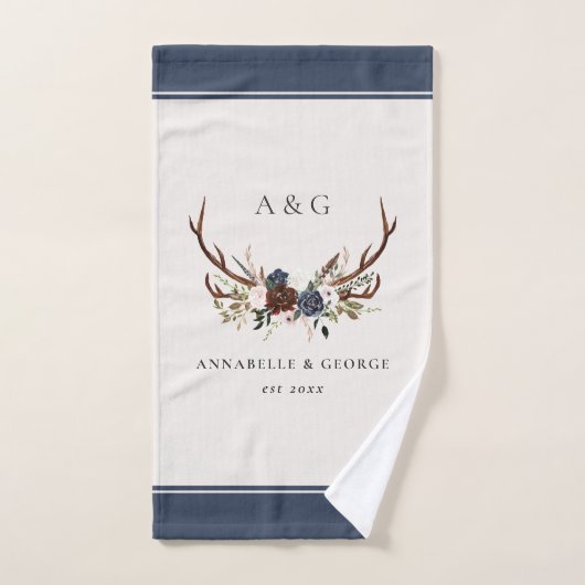 ブルゴーニュ海軍スターター水色フローラエレガント浴  バスタオルセット (ハンドタオル)