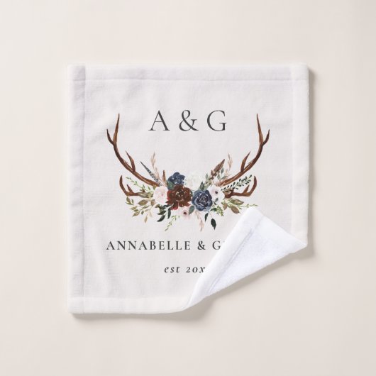 ブルゴーニュ海軍スターター水色フローラエレガント浴  バスタオルセット (ウォッシュタオル)