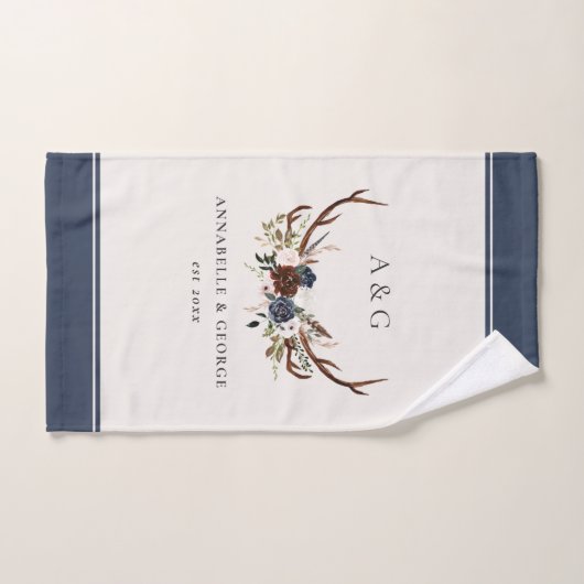 ブルゴーニュ海軍スターター水色フローラエレガント浴  バスタオルセット (ハンドタオル)