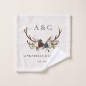 ブルゴーニュ海軍スターター水色フローラエレガント浴  バスタオルセット (ウォッシュタオル)