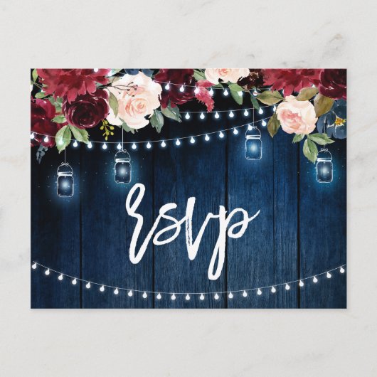 ブルゴーニュ海軍ストリングライトメイソンジャーRSVP ポストカード (正面)