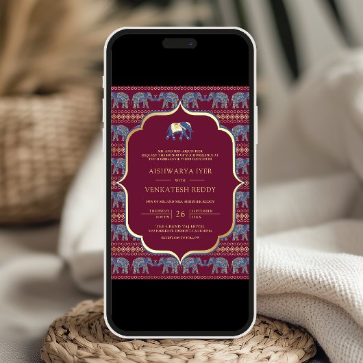 ブルゴーニュ海軍ゾウすべて一インディアン結婚ズ 招待状