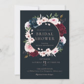 ブルゴーニュ海軍バラウォーター色リースブライダルシャワー 招待状 (正面)