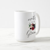 ブルゴーニュ海軍ピンクフローラ新郎の母15oz コーヒーマグカップ (正面右)