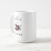 ブルゴーニュ海軍ピンクフローラ新郎の母15oz コーヒーマグカップ (正面左)