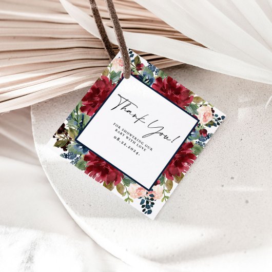 ブルゴーニュ海軍フローラありがとう赤ちゃんシャワーラベル フェイバータグ