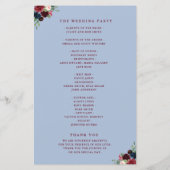 ブルゴーニュ海軍フローラほこりっぽいブルーウェディングプログラム (裏面)