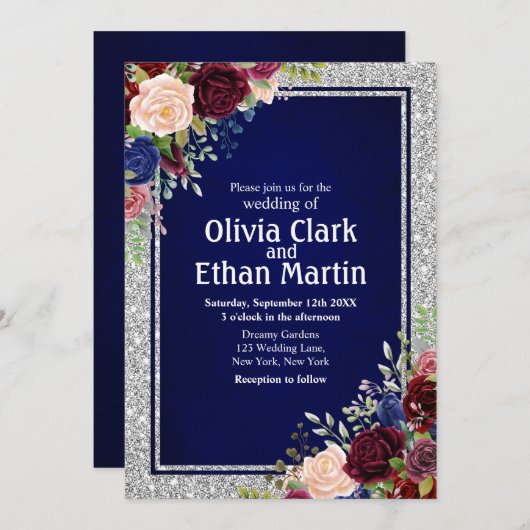 ブルゴーニュ海軍フローラシルバーフレーム 招待状 (正面/裏面)