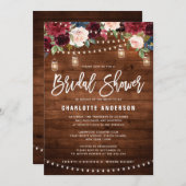 ブルゴーニュ海軍フローラストリングライトブライダルシャワーイン 招待状 (正面/裏面)