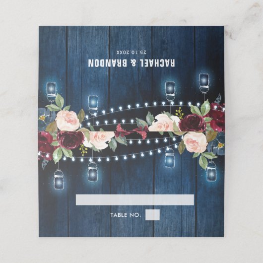 ブルゴーニュ海軍フローラストリングライトメイソンジャー プレイスカード (外部開封)