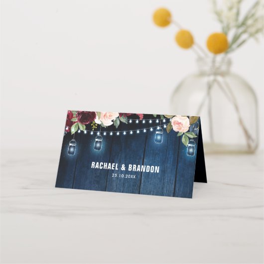 ブルゴーニュ海軍フローラストリングライトメイソンジャー プレイスカード (裏面)