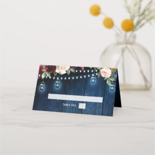 ブルゴーニュ海軍フローラストリングライトメイソンジャー プレイスカード