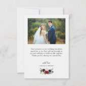 ブルゴーニュ海軍フローラハート結婚スクリプトの写真 サンキューカード (裏面)