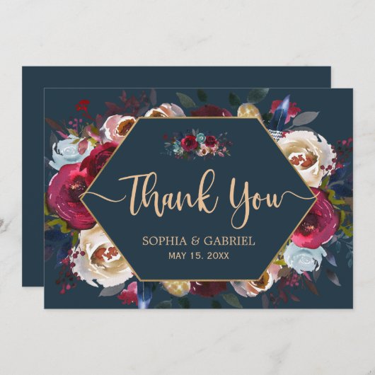 ブルゴーニュ海軍フローラフレ結婚ームのサンキューカード サンキューカード (正面/裏面)