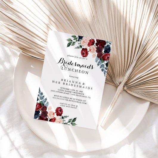ブルゴーニュ海軍フローラブリデスメイドランチョンシャワー 招待状