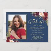 ブルゴーニュ海軍フローラ写真卒業お祝い 招待状 (正面)