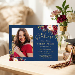 ブルゴーニュ海軍フローラ写真卒業お祝い 招待状