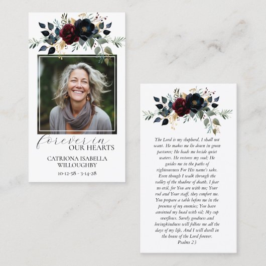 ブルゴーニュ海軍フローラ写真記念祈りの言葉カード 名刺 (正面/裏面)