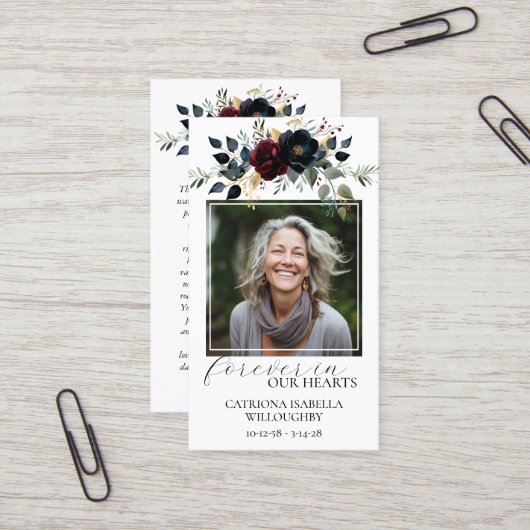 ブルゴーニュ海軍フローラ写真記念祈りの言葉カード 名刺 (正面/裏面インサイチュ)