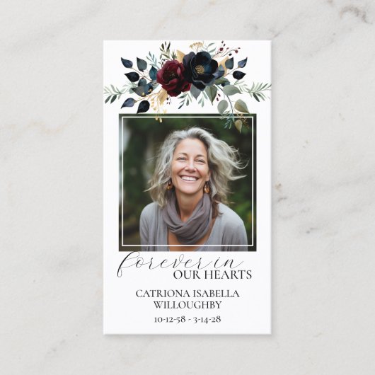 ブルゴーニュ海軍フローラ写真記念祈りの言葉カード 名刺 (正面)