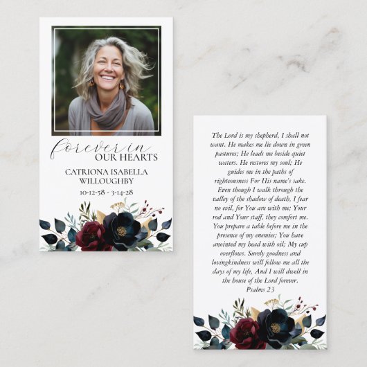 ブルゴーニュ海軍フローラ写真記念祈りの言葉カード 名刺 (正面/裏面)